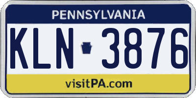 PA license plate KLN3876