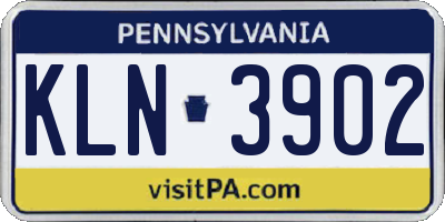 PA license plate KLN3902