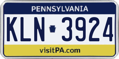 PA license plate KLN3924