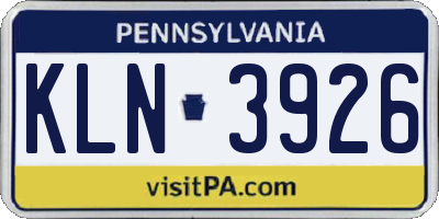 PA license plate KLN3926