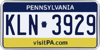PA license plate KLN3929