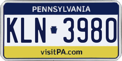 PA license plate KLN3980