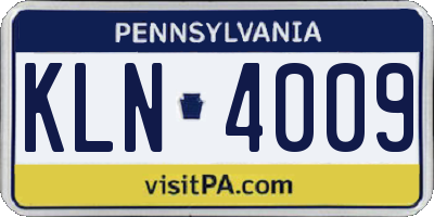 PA license plate KLN4009