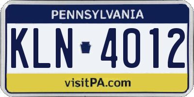 PA license plate KLN4012