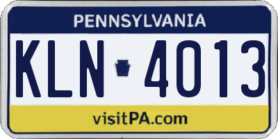 PA license plate KLN4013