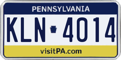 PA license plate KLN4014