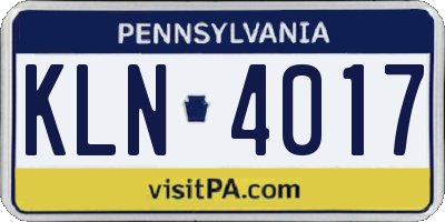 PA license plate KLN4017