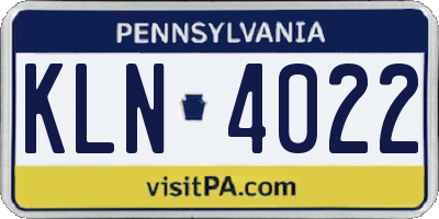PA license plate KLN4022