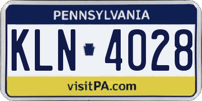PA license plate KLN4028