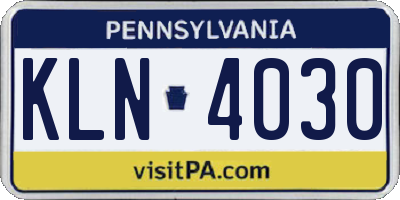 PA license plate KLN4030