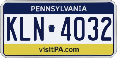 PA license plate KLN4032