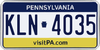 PA license plate KLN4035