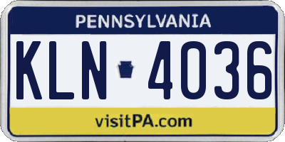 PA license plate KLN4036