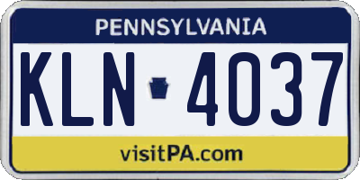 PA license plate KLN4037