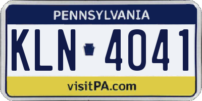 PA license plate KLN4041
