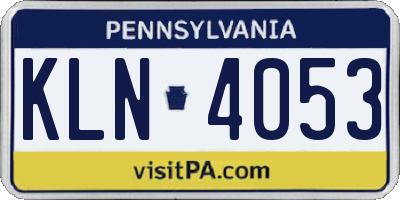 PA license plate KLN4053