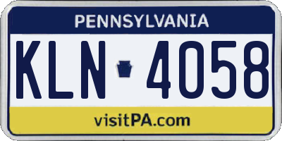 PA license plate KLN4058