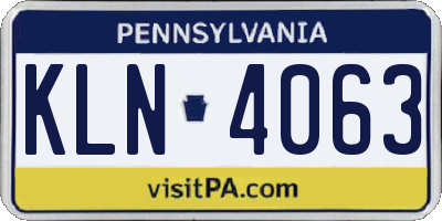 PA license plate KLN4063