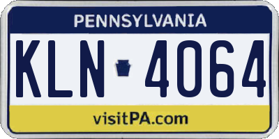 PA license plate KLN4064
