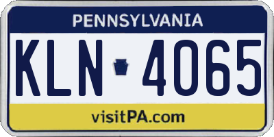 PA license plate KLN4065