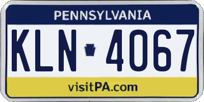 PA license plate KLN4067