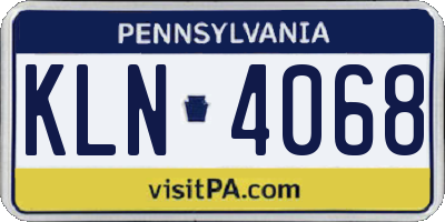 PA license plate KLN4068
