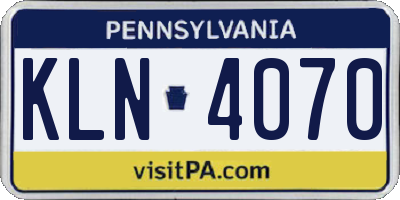 PA license plate KLN4070