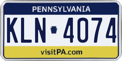 PA license plate KLN4074