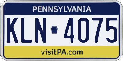 PA license plate KLN4075