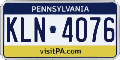 PA license plate KLN4076