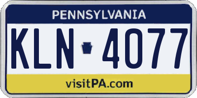 PA license plate KLN4077