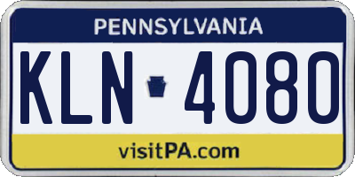 PA license plate KLN4080