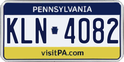 PA license plate KLN4082