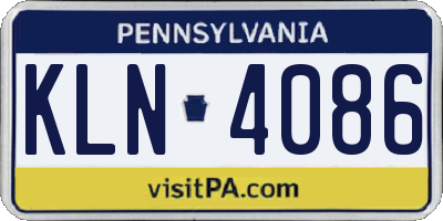 PA license plate KLN4086