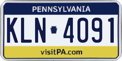 PA license plate KLN4091