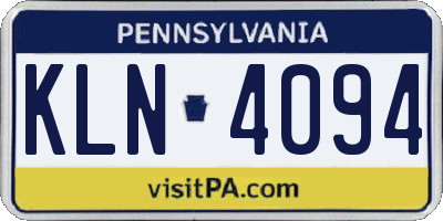 PA license plate KLN4094