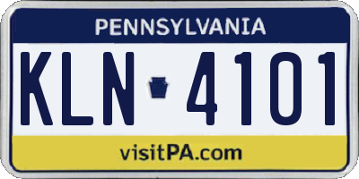 PA license plate KLN4101