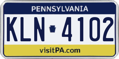 PA license plate KLN4102