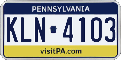 PA license plate KLN4103