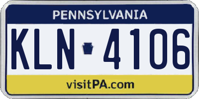 PA license plate KLN4106