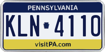 PA license plate KLN4110