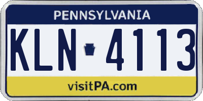 PA license plate KLN4113