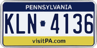 PA license plate KLN4136