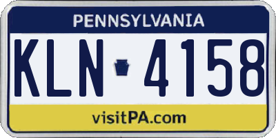PA license plate KLN4158