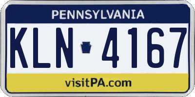 PA license plate KLN4167