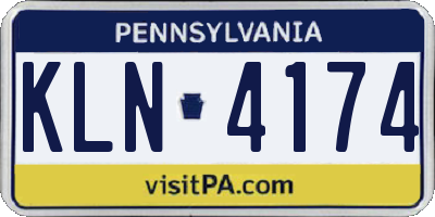 PA license plate KLN4174