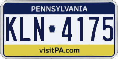 PA license plate KLN4175