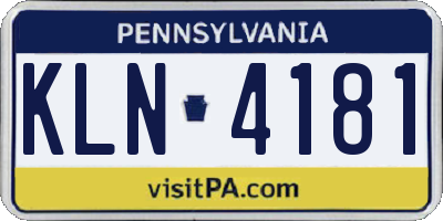PA license plate KLN4181