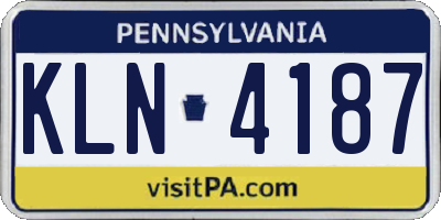 PA license plate KLN4187
