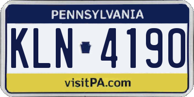 PA license plate KLN4190